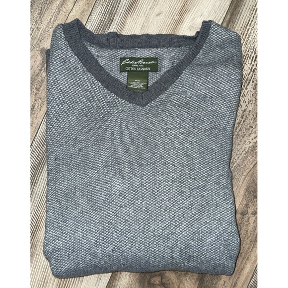 Eddie Bauer Cotton‎ Cashmere Sweater Men Medium V Neck Grandpa Classiccore - Picture 5 of 5